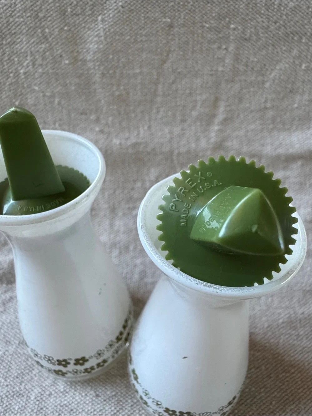 Vintage 1970s Pyrex Salt and Pepper Shakers
